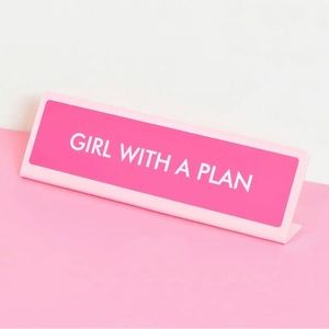 “Girl With A Plan” Plastic Desk Sign